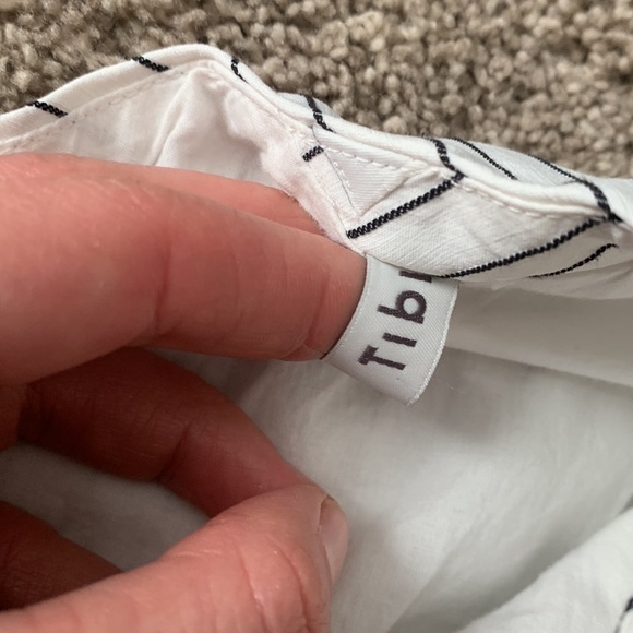 TIBI CECIL STRIPE PEPLUM CORSET TOP Blouse Linen‎ Cotton Size 2 - Picture 4 of 14